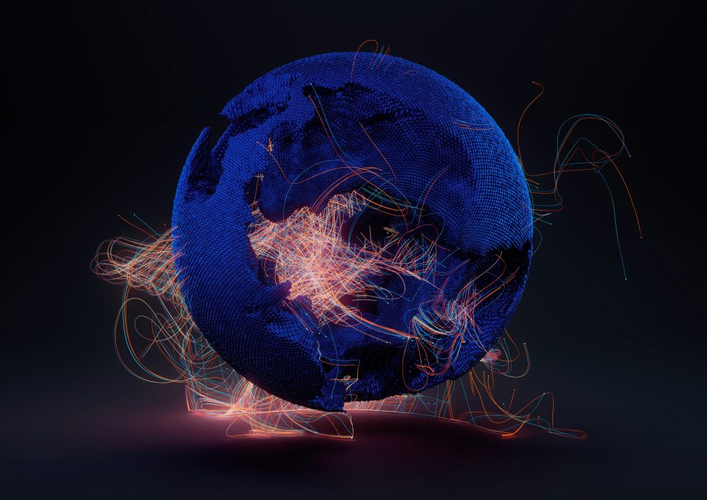 Globe with data lines in it